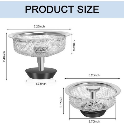Passoire D'évier - Maille Métallique - Acier Inoxydable - Pour Évier Cuisine - Diamètre 8,4 Cm - 1 Pièce (1/5)