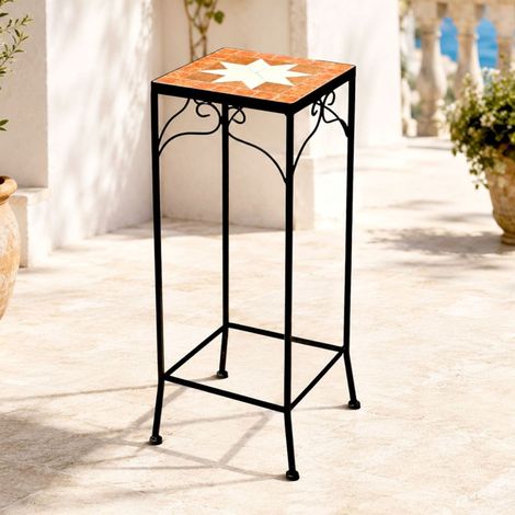 DanDiBo Tabouret à fleurs Mosaïque d'angle 62 cm Support pour fleurs 12012 Table d'appoint pour plantes Table en mosaïque (1/5)