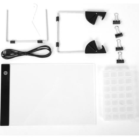 Kit de 6 outils de peinture diamant avec panneau lumineux LED A4, support lumineux pour flip book et loisirs créatifs. (1/5)
