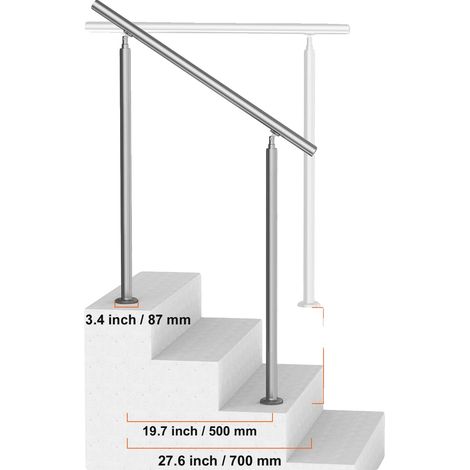 Rampes pour Escalier Extérieur, Acier Inoxydable Durable, Installation Facile, Type 1 (1/2)