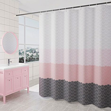 Badezimmervorhang 180x200 cm, gewellter Duschvorhang, maschinenwaschbarer wasserdichter Polyesterstoff