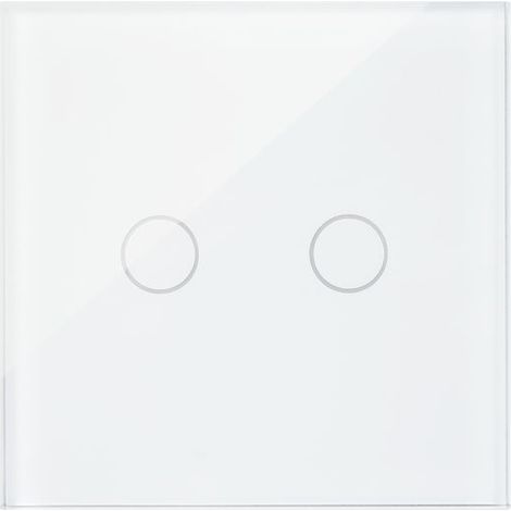 Interrupteur tactile double - PNI - PNI-SH802-S - Verre blanc - Indicateur LED - 800 W/interrupteur