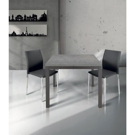 Tavolo Quadrato a Libro Moderno Grigio Cemento Struttura in Ferro Dimensione Tavoli: 90 x 90 - Dimensione aperto: 180 x 90