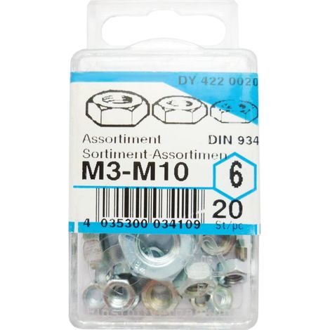 CONNEX MASIDEF - ASSORTIMENTO 20 DADI ESAGONALI ZINCATI M3 - M10