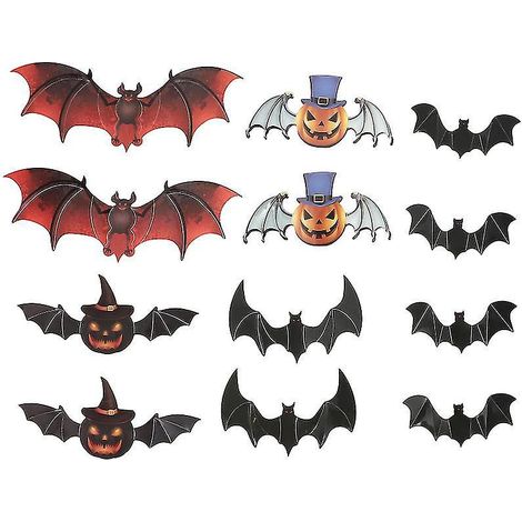 6er-Set leuchtende 3D-Fledermaus-Aufkleber für Halloween-Dekorationen