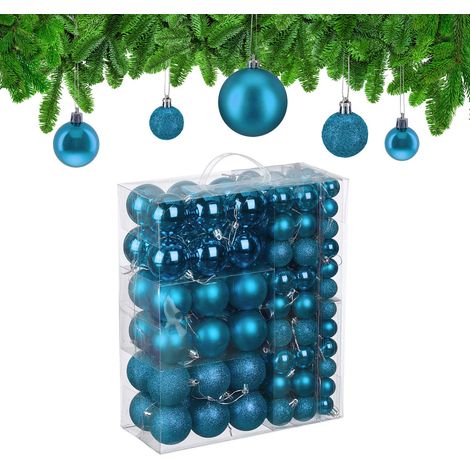 Set di palline per albero di Natale, 138 pezzi, opache/lucide/glitterate
