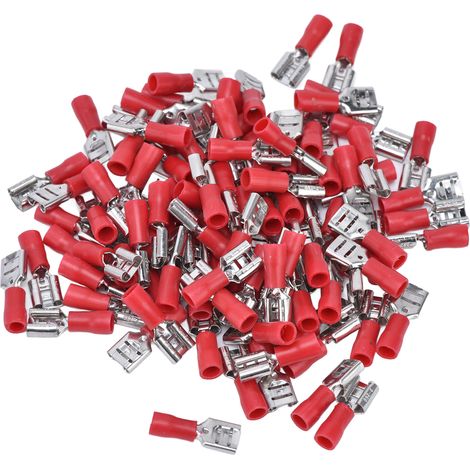 Connecteur à pelle FDD2250, 100 pièces, conductivité femelle avec coque isolante pour câble de 1.52.5mm (rouge) (1/5)