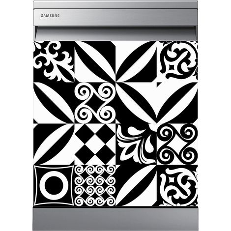 Stickers Lave vaisselle - Carreaux de ciment - 60x60 cm - Adhésif BRILLANT (1/2)