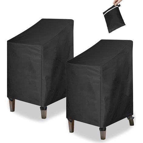 Lot de 2 housses de chaise de jardin 120 x 66 x 73 x 84 cm avec poignées épaissies et cordon de serrage, imperméable et respirante en tissu Oxford 210D pour extérieur inclinable. (1/4)
