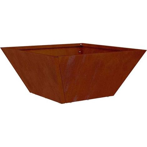 Pot de fleurs de jardin rouillé, dimensions : 35 x 35 x 15 cm (1/5)