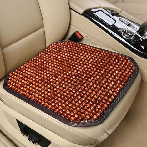 Autositzbezug mit Holzperlen für Auto/Van/Taix, 45 x 45 cm, Massage-Sitzauflage mit Kühlperlen, Untersitzschutz für Auto, Zuhause, Bürostuhl (1/5)