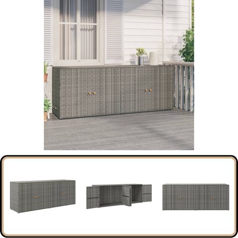 Armoire de rangement jardin Gris 198x55,5x80 cm Résine tressée - Meuble De Jardin - Armoire De Rangement Extérieur - Abri De Jardin - Rangement Extérieur - Meuble En Résine Tressée