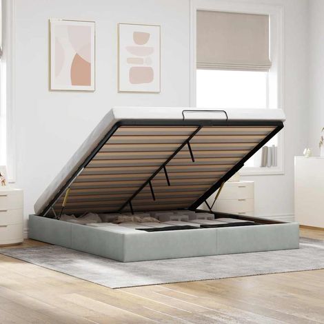 Ottoman-Bett ohne Matratze Hellgrau 180x200 cm Samt