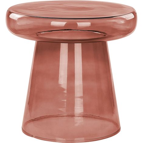 Mesa auxiliar decorativa de vidrio transparente tintado ø 39 cm rojo Caldera