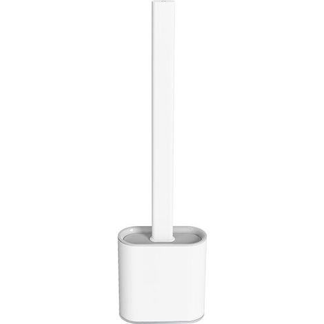 Lot de 2 brosses de toilette en silicone, brosse de toilette avec support à séchage rapide, brosse de toilette amovible avec long manche, fixation murale/sur pied pour salle de bain-AquaForge (1/4)