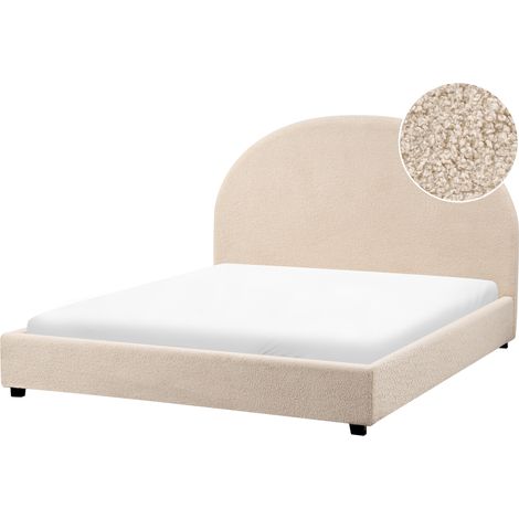Cama con somier minimalista de bouclé 140 x 200 cm beige Vaucluse (1/5)