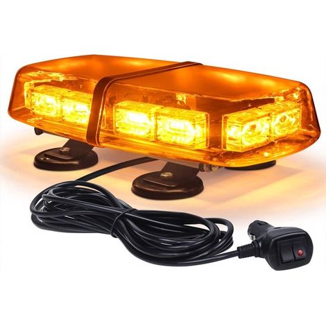 Baliza LED, Baliza naranja, Imán, Luz intermitente ámbar, Estroboscópica, Luz de alarma 12V/24V, Equipos de construcción