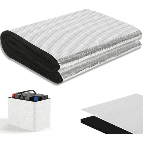 Kit de aislamiento de batería 18 x 100 cm – 3 mm de grosor, protector térmico de batería, resistente al calor, resistente al frío, ignífugo, aislante, para coche, camión, autocaravana (1) (1/5)
