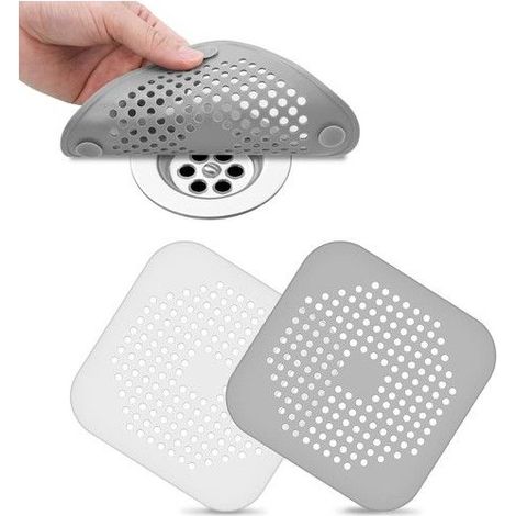 Crépine d'évier en silicone 2 pièces, crépine de douche, crépine de lavabo, crépine d'évier pour cuisine, baignoire, (1/5)