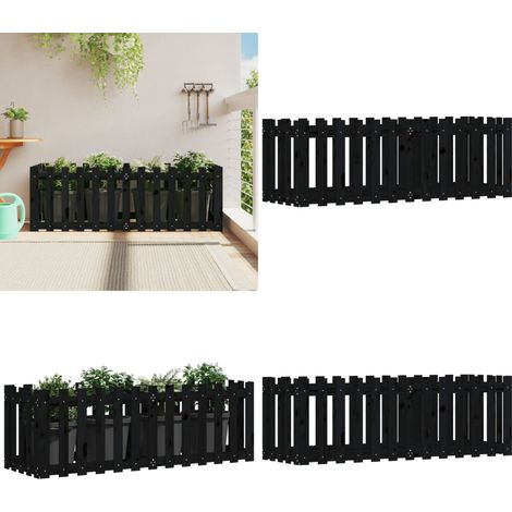 Lit surélevé de jardin design de clôture 150x50x50cm pin massif - Lit Surélevé Jardin - Jardinière Bois - Bac À Plantation - Planter Extérieur - Décoration Jardin - Home & Living