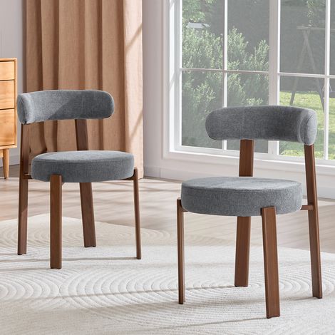 URBAN MEUBLE Lot de 2 chaises de salle à manger tissu gris, soutien dossier (1/5)