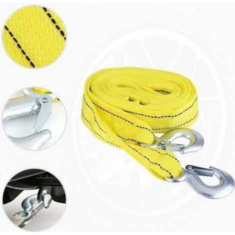 Câble de remorquage,Fournitures d'urgence pour Voiture,Corde de Traction Jaune,5 tonnes,Sangle de remorquage de 4 mètres,Corde de r (1/3)