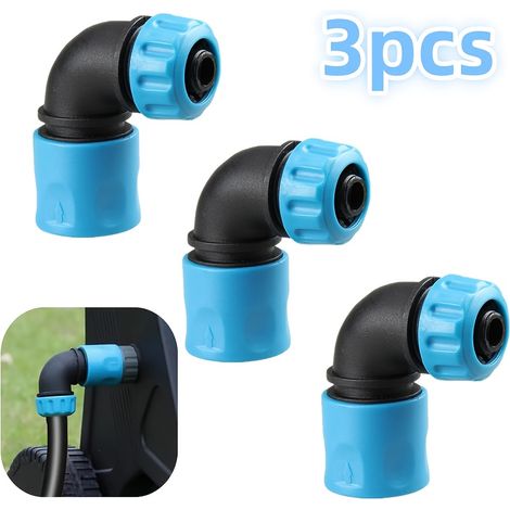 « Kit de 3 coudes à 90° pour tuyau d'arrosage » - Raccord rapide 4 points pour robinets/arroseurs/conduites d'eau (1/5)