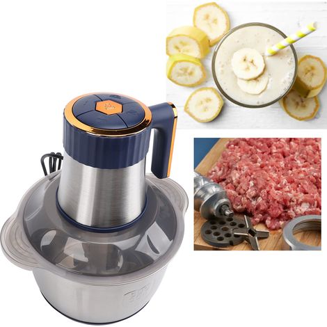 Procesador de alimentos eléctrico con recipiente de acero inoxidable de 5 litros y motor de 500 vatios, un electrodoméstico versátil para carne, fruta, verduras y ensaladas. (1/5)
