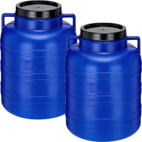 Garronda réservoir d'eau de 2 x 40 litres, Baril Alimentaire, fût à Large Ouverture en HDPE et sans BPA, tonneau de Jardin, bac à Aliments pour Animaux, conteneur d'eau, tonneau Universel GD-0127, Ble