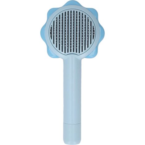 Brosse autonettoyante pour chats, outil de démêlage et d'élimination des poils pour chiens et chats à poils longs et courts, bleue (1/5)