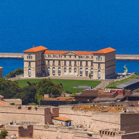 Tableau sur toile palais du Pharo Marseille 30x30 cm - Impression sur Toile Murale Décorative - Image imprimée en HD sur Toile - Toile sur Châssis en Bois FSC - Fabriqué en France (1/4)