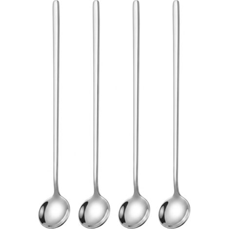 Lot de 4 cuillères à café en acier inoxydable 304 poli miroir, 24,1 cm de long et cuillères à thé pour expresso, crème glacée, dessert, passe au lave-vaisselle, ensemble de cuillères à café (1/5)