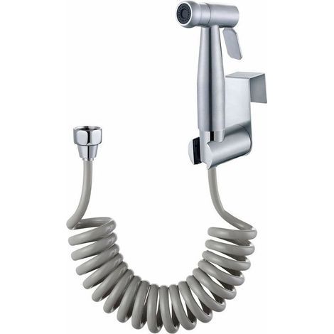 High-quality toilet bidet kit with water tank hook and 59" telescopic ABS flexible shower hose for daily personal hygiene (Grey) (1/5)