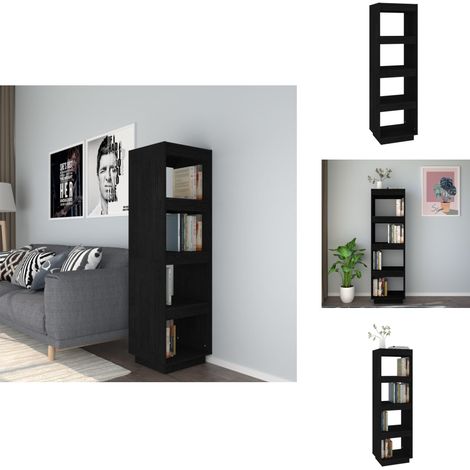 Bibliothèque/Séparateur de pièce Noir 40x35x135 cm Pin massif - Bibliothèque - Meuble Tv - Étagère - Rangement - Bois (1/5)