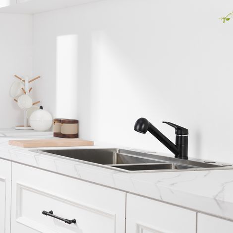 Auralum Hochdruck Wasserhahn Küche 360° Drehbare 2 Funktionen Ausziehbarer Küchenarmatur auf 70cm, Spültischarmaturen Einhebelmischer für die Küche (1/5)