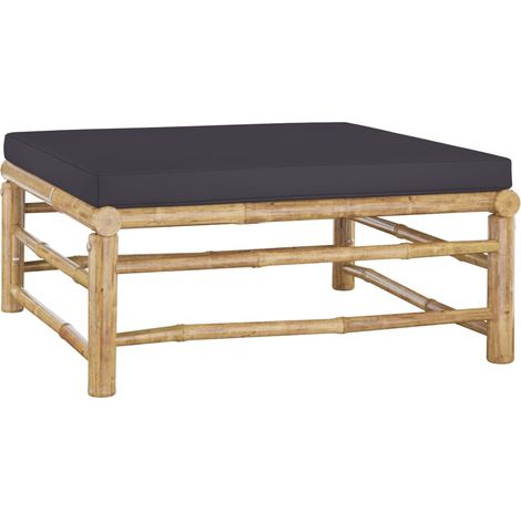 Repose-pied de jardin,Tabouret Bas avec coussin gris foncé Bambou -BV64946 (1/5)