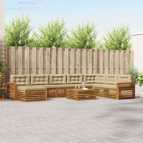 vidaXL Outdoor-Sofagarnitur 9 pcs Natur und Beige Massivholz Akazie (1/5)