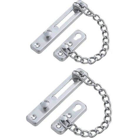 Verrou de sécurité coulissant à chaîne argentée, serrures de porte de sécurité, lot de 2 serrures de porte de sécurité pour la mais (1/4)