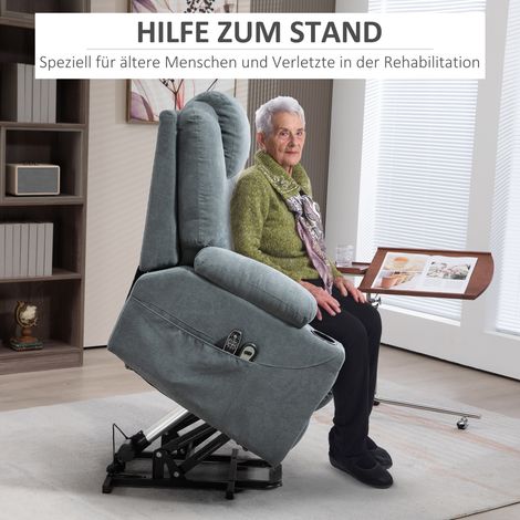 Fauteuil de relaxation avec aide au lever pour personnes âgées, 8 points de massage, poches latérales, télécommande, 90L x 101l x 107 cm, gris (1/5)