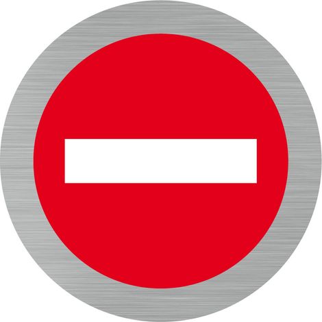 Pictogramme SENS INTERDIT (Q0189).- Plaque aluminium brossé - Diamètre 76 mm (1/5)