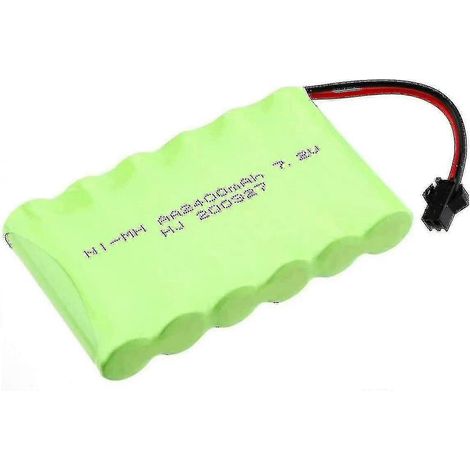 Batterie rechargeable NiMH AA 7,2 V 2400 mAh compatible avec les camions télécommandés, avec connecteur à deux broches SM-2P et câble de chargement USB. (1/5)