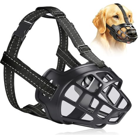 Breathable Dog Muzzle Basket for Small, Medium and Large Dogs with Adjustable Straps to Prevent Biting, Chewing and Licking (1/5)