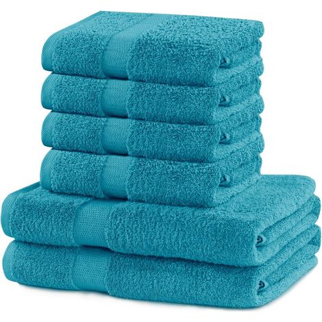 6 pièces, serviettes de bain en coton 100 %, draps de bain, turquoise, 50x100 cm et 70x140 cm, salle de bain maison spa