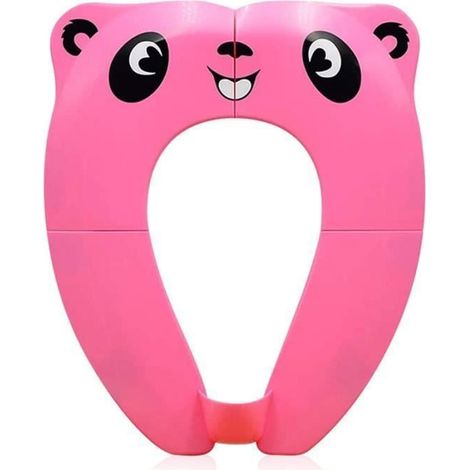 Réducteur WC Enfant - 1 Unité - ABS - Pliable et Portable - Voyage et Maison - Rose (1/4)