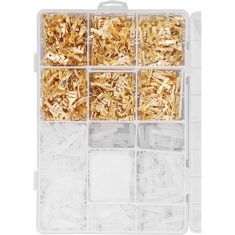 900 Pièces Connecteurs à Souder Mâle/Femelle 2.8mm 4.8mm 6.3mm avec Manchons Isolants pour Câbles Électriques (1/5)