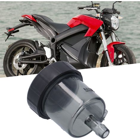 Transparente schwarze Bremsflüssigkeitsbehälter und -becher für Vorder- und Hinterradbremsen von Motorrädern, wie sie von KTM, Vespa, Kawasaki, BMW und Yamaha verwendet werden. (1/5)