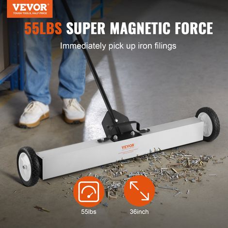 Balayeuse Magnétique 24,9 kg Balai Magnétique à Manche Télescopique 77-113 cm Outil de Ramassage à Aimant 745 mm avec Roues Collecteur Pièces Métalliques pour Nettoyage Atelier Garage Chantier (1/5)