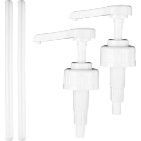 2 Pièces Pompe Sirop Doseuse 1L 38/410, Pompe à Sirop Réutilisable 5 ML par Pression, Pompe Alimentaire Compatible Bouteilles à Goulot 30 mm, Pompe pour Shampooing et Bouteilles de 1000 ML (1/5)