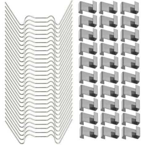 100 Pcs Clips de Fixation pour vitre de Verre à Effet de Serre en Acier Inoxydable (avec 50 Clips de Fil W pour vitrage en Serre et 50 Clips de chevauchement en Z pour vitrage de Serre) (1/4)