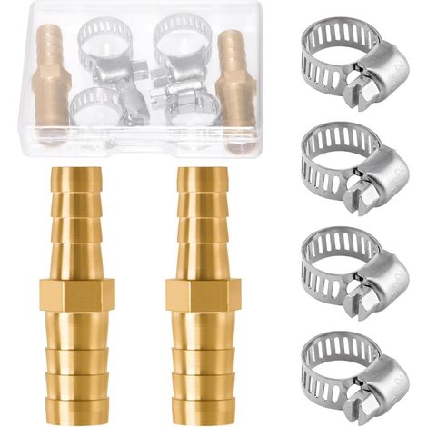 Paquet de 2 raccords cannelés de tuyau Réducteur 5/16" à 3/8" avec 4 colliers de serrage, raccord cannelé réducteur Adaptateur d’union pour l’eau de carburant Air (1/5)